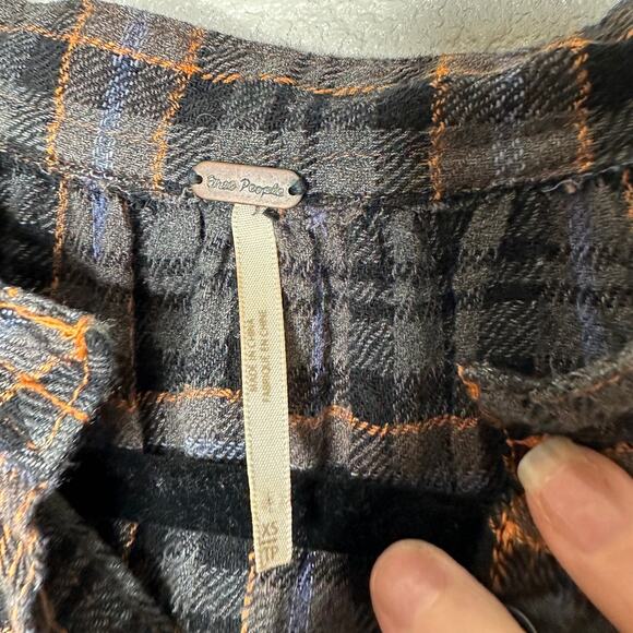 Free People Northern Bound Oversized Plaid Half Button Long Sleeve Shirt XS - Picture 7 of 13
